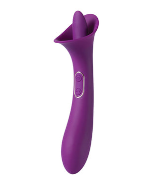 Adele Clit Licking Tongue Vibrator W/ G Spot Stimulator - Purple