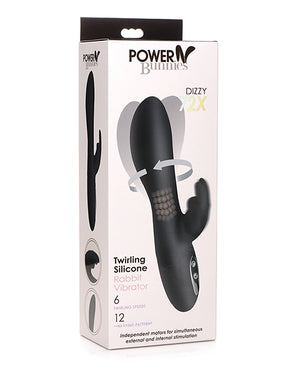 Curve Toys Power Bunnies Dizzy Rotating Vibrator W/rotating Beads - Black