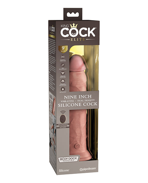 King Cock Elite 9" Dual Density Vibrating Silicone Cock W/remote