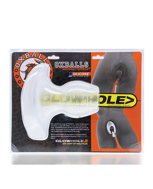 Oxballs Glowhole 1 Hollow Buttplug W/led Insert Small - Clear