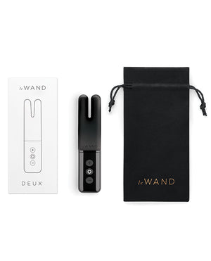 Le Wand Discreet Deux Chrome Twin Motor Rechargeable Clit Vibrator - Black