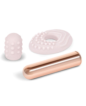 Le Wand Chrome Bullet Discreet Travel Size Vibrator W/silicone Textured Ring - Rose Gold