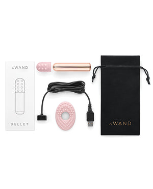 Le Wand Chrome Bullet Discreet Travel Size Vibrator W/silicone Textured Ring - Rose Gold