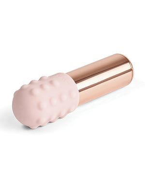 Le Wand Chrome Bullet Discreet Travel Size Vibrator W/silicone Textured Ring - Rose Gold