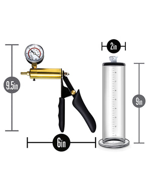 Blush Performance Vx6 Vacuum Penis Pump W/brass Pistol & Pressure Gauge - Clear