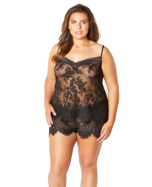 Full Eyelash Lace Camisole & Short W/stretch Satin Edge