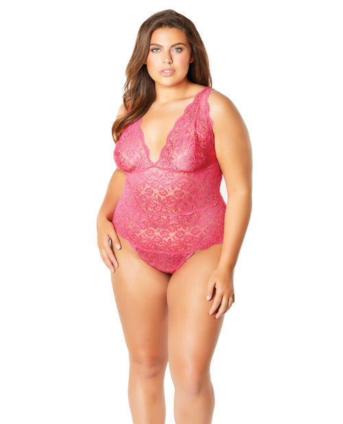 Soft Edged Galloon Lace Teddy W/adjustable Straps & Snaps Crotch