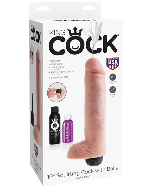 "King Cock 10"" Squirting Cock W/balls"