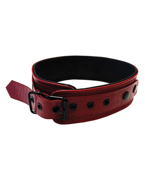 Rouge Plain Leather Collar - Burgundy