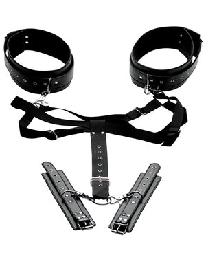 Master Series Acquire Easy Access Thigh Harness W/wrist Cuffs - Black