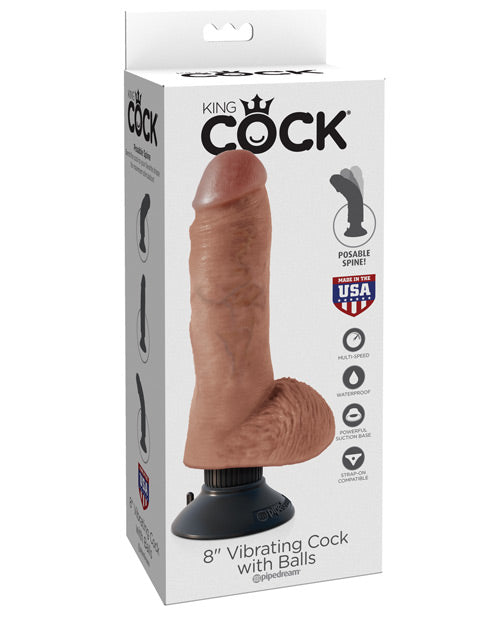 King Cock Vibrating Cock W/balls - Tan