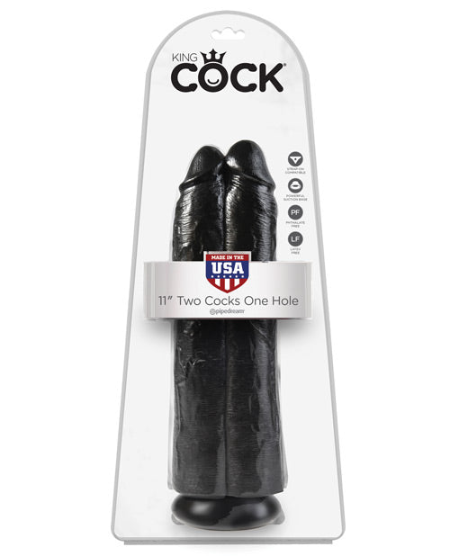 "King Cock 11"" Two Cocks One Hole - Brown"