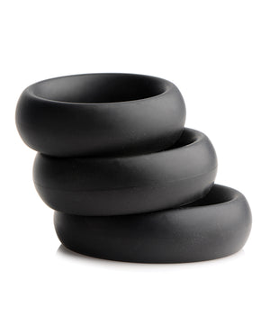 Master Series 3 Piece Silicone Cock Ring Set - Black