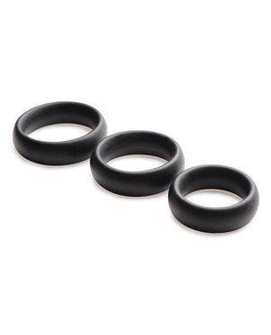 Master Series 3 Piece Silicone Cock Ring Set - Black