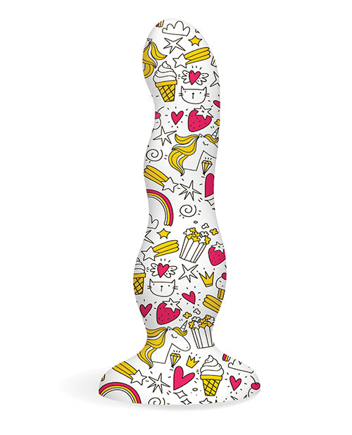 Collage Cupcakes & Unicorns Curvy Silicone Dildo