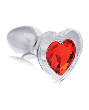 Booty Sparks Red Heart Gem Glass Anal Plug