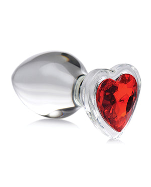 Booty Sparks Red Heart Gem Glass Anal Plug