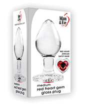 Adam & Eve Red Heart Gem Glass Plug