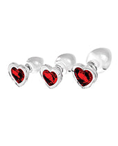 Adam & Eve Red Heart Gem Glass Plug Set