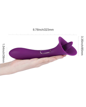 Adele Clit Licking Tongue Vibrator W/ G Spot Stimulator - Purple