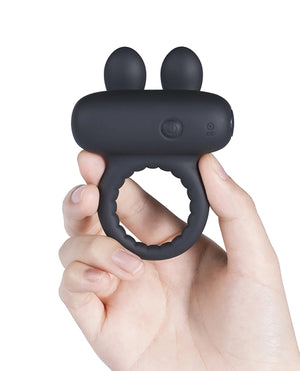 Robbie Rabbit Vibrating Cock Ring - Black