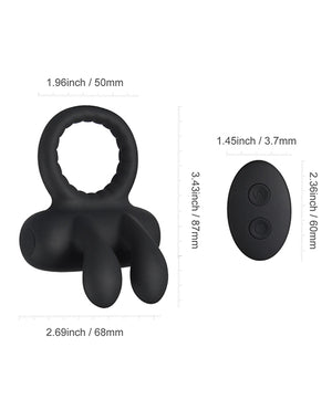 Robbie Rabbit Vibrating Cock Ring - Black