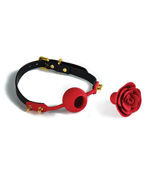 Zalo Rose Ball Gag - Red/black