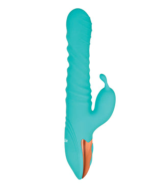 Adam & Eve Heat Me Up Warming Rabbit Thruster - Aqua