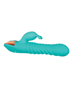 Adam & Eve Heat Me Up Warming Rabbit Thruster - Aqua