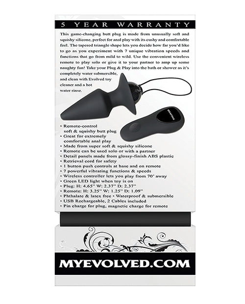 Evolved Plug & Play Remote Anal Plug - Black