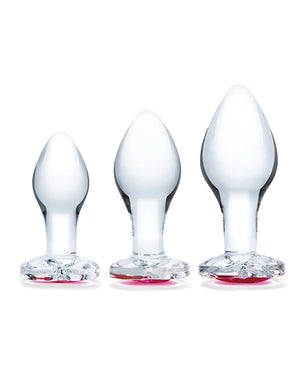 Glas 3 Pc Heart Jewel Glass Anal Training Kit