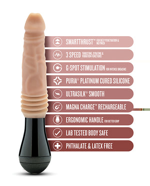 Blush Dr. Skin Silicone Dr. Arthur Thrusting Gyrating Vibrating Dildo