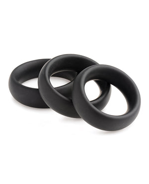 Master Series 3 Piece Silicone Cock Ring Set - Black