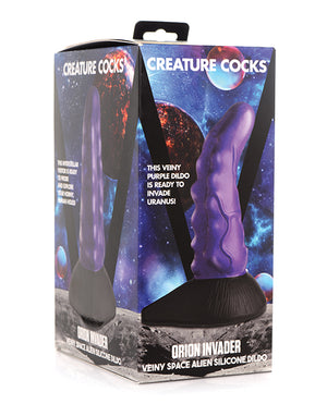 Creature Cocks Orion Invader Veiny Space Alien Silicone Dildo - Purple/black