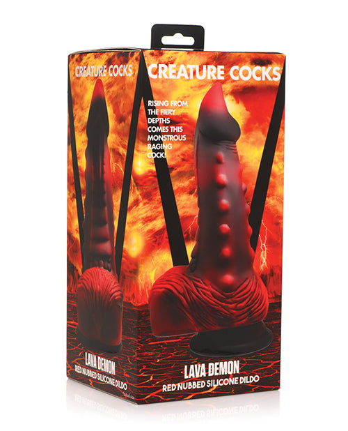 Creature Cocks Lava Demon Thick Nubbed Silicone Dildo - Black/red