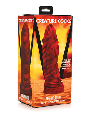 Creature Cocks Fire Dragon Scaly Silicone Dildo - Red