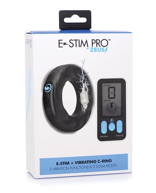 Zeus Electrosex E-stim Pro Silicone Vibrating Cock Ring W/remote - Black