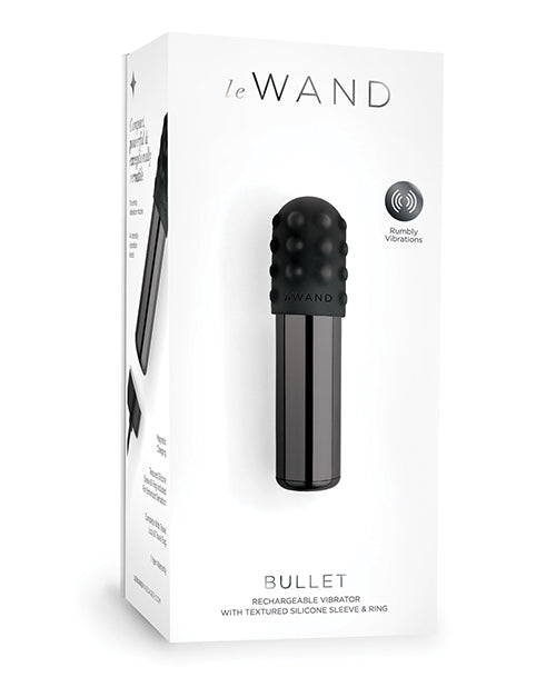 Le Wand Chrome Bullet Discreet Travel Size Vibrator W/silicone Textured Ring - Black