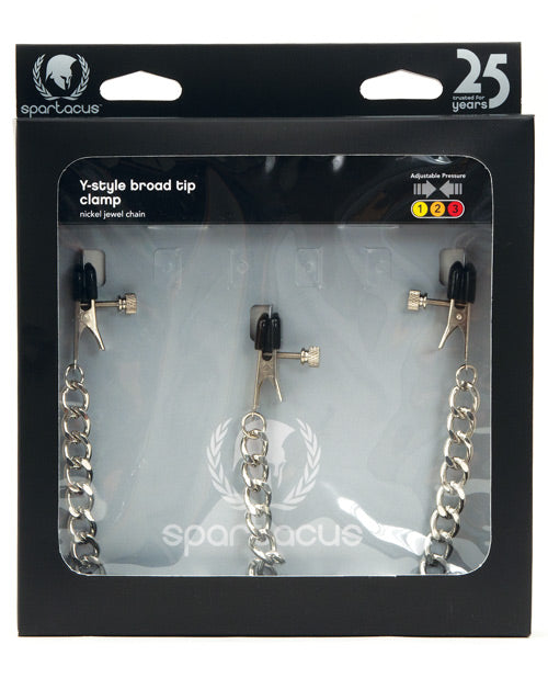 Spartacus Y-style Broad Tip Nipple Clamps & Clit Clamp