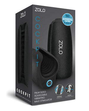 Zolo Cockpit Palm Sized Squeezable Vibrating Male Stimulator Stroker - Black