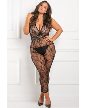 Rene Rofe Lacy Movie Bodystocking Black 1x