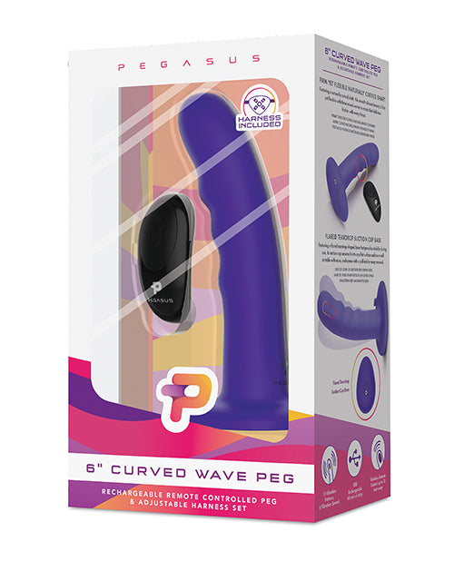 Pegasus 6" Rechargeable Curved Wave Peg W/adjustable Harness & Remote - Purple