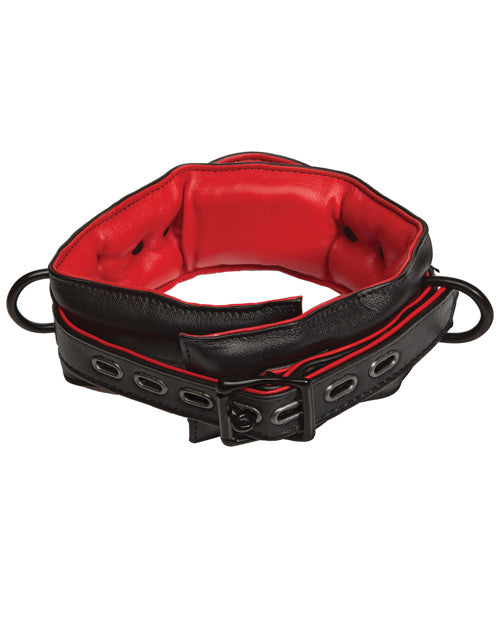 Kink Leather Handler's Collar - Black/red