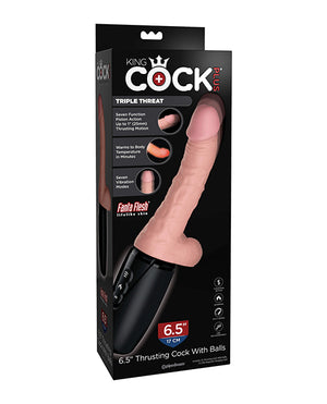 King Cock Plus Thrusting, Warming & Vibrating  6.5" Triple Threat Dildo