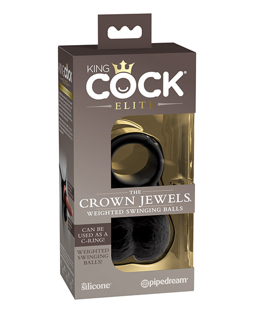 King Cock Elite The Crown Jewels Weighted Swinging Balls - Black