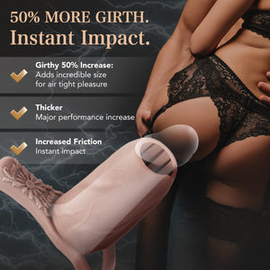 Pleasure Sleeves - 50% Increase Penis Sleeve W/Grind Pad -Clit Stimulator - Core M Girth Enhancer