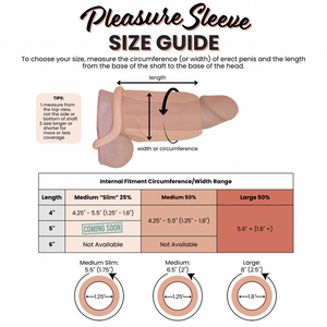 Pleasure Sleeves Slim - Open-Ended Penis Sleeves - 25% Girth Increase - 4 Inch (Medium)