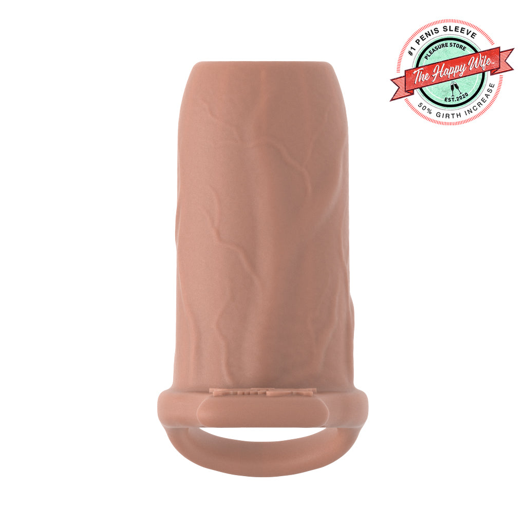 Pleasure Sleeves - 50% Increase Penis Sleeve W/Grind Pad - Clit Stimulator - Large Girth Enhancer