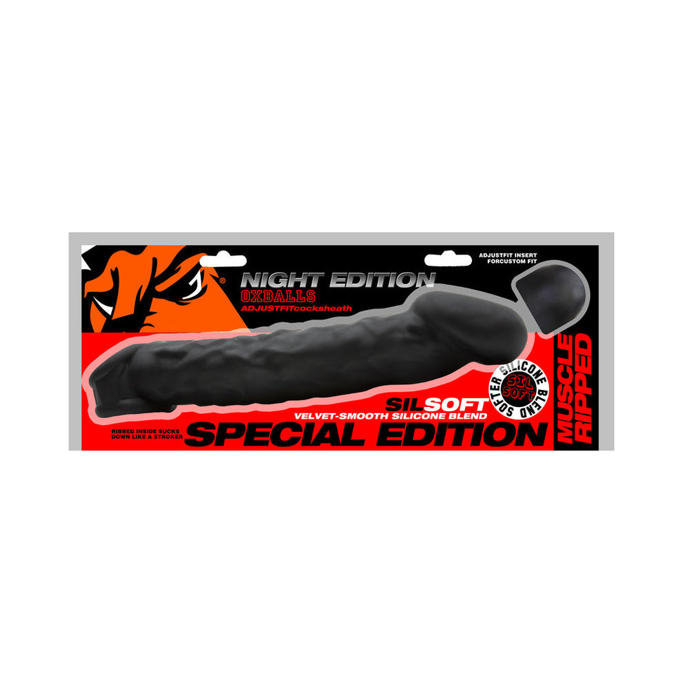 Oxballs Muscle Ripped Inner Ribbed Velvet-Smooth Cocksheath - Special Edition Black