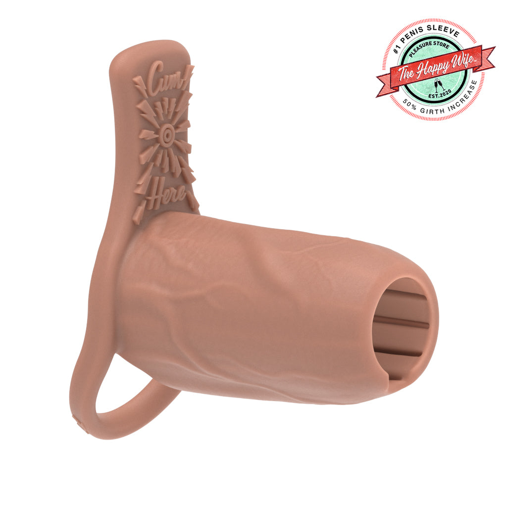 Pleasure Sleeves - 50% Increase Penis Sleeve W/Grind Pad -Clit Stimulator - Medium Girth Enhancer